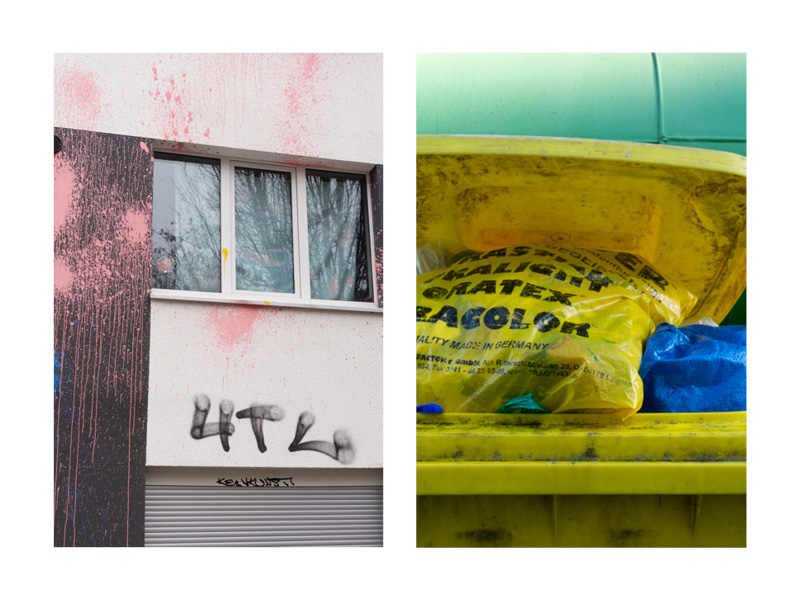 Bunte Wand und Müll