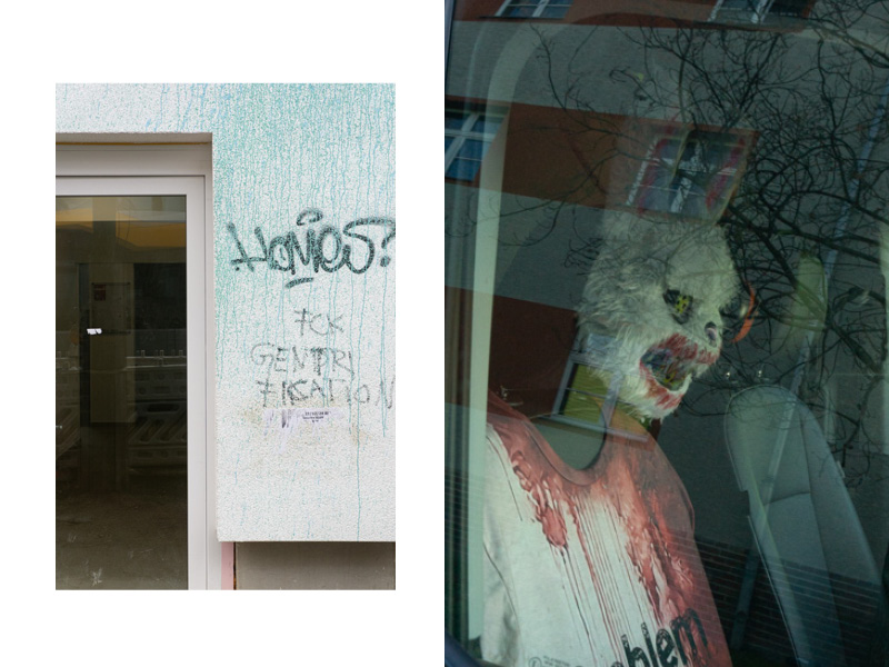 Bunte Wand und Monster